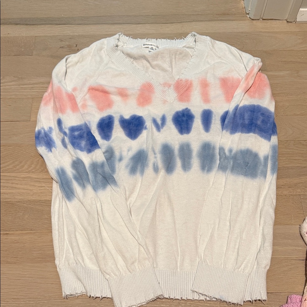 Minnie Rose Pink and Blue Tie-Dye Sweater
